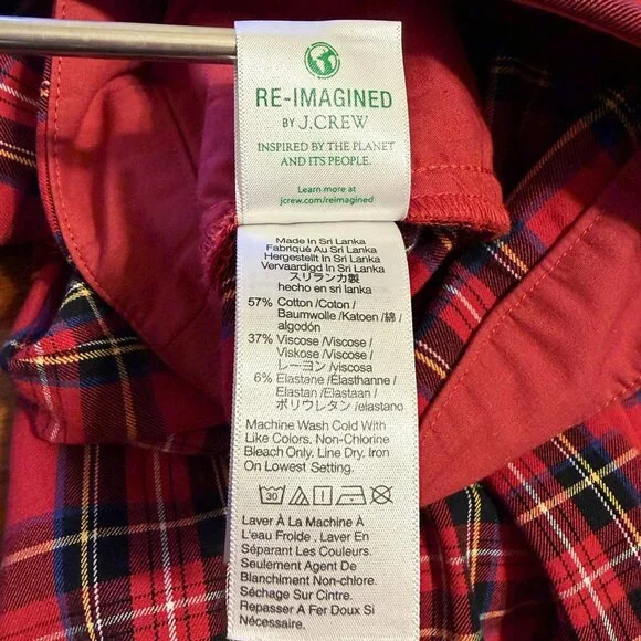 J.Crew Kelsey Pant | Red Tartan Plaid Mini-Flare Pants | Size 14 | Holiday Party - Picture 8 of 13